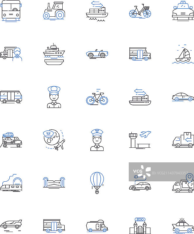 交通运输移动性线性图标合集图片素材