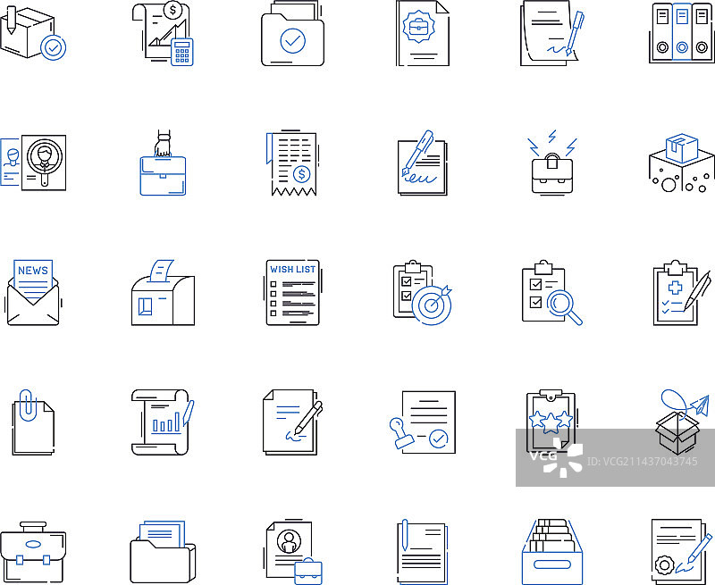 作品集和图纸线性图标合集图片素材