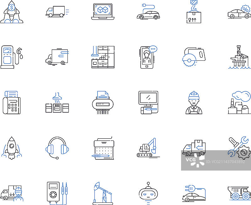 自动机线性图标集合机器人图片素材