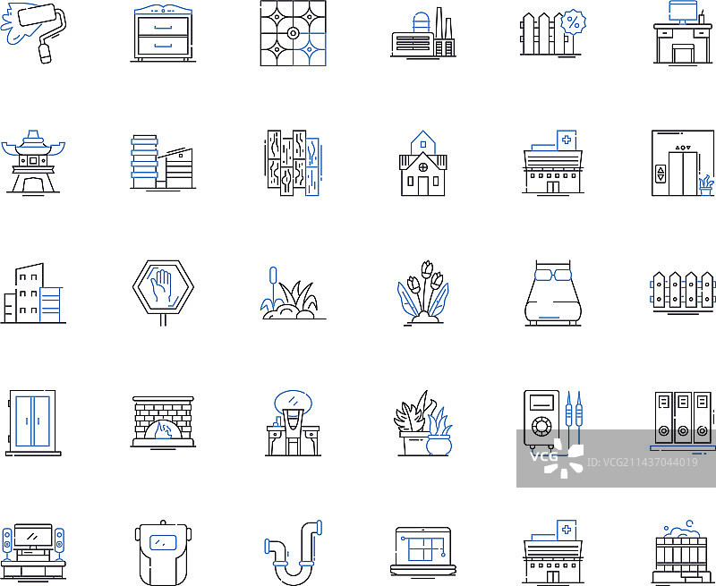 购物中心线性图标集合图片素材