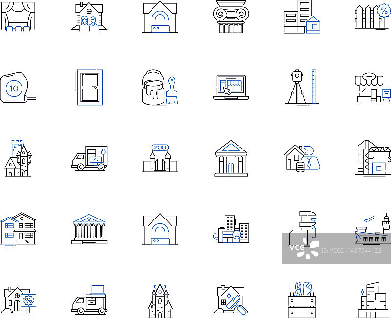 住宅线性图标合集图片素材