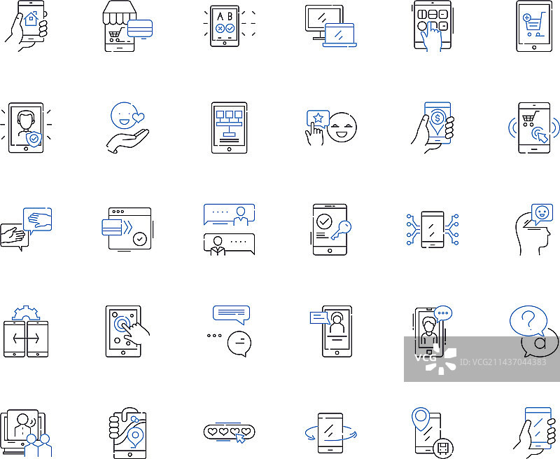 便携式手持设备线性图标合集图片素材