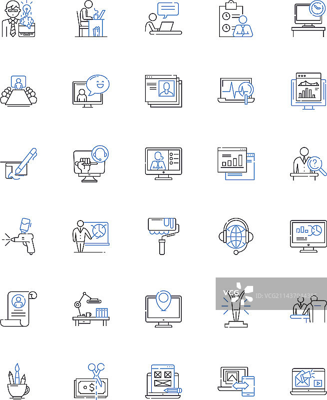 信息过载线性图标合集图片素材