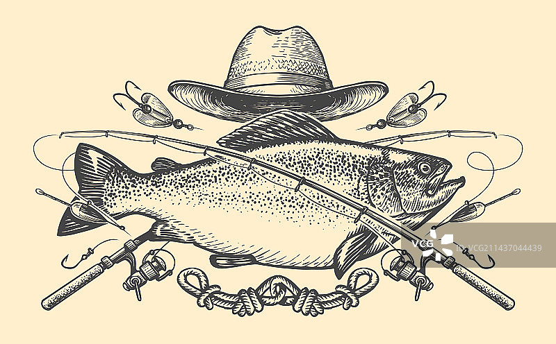 户外运动生活方式钓鱼标志图片素材