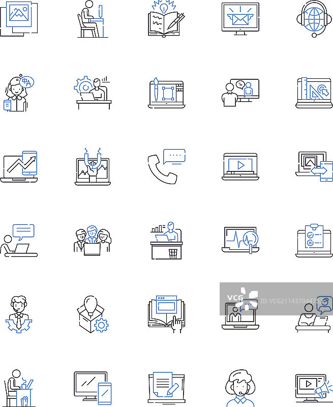 招聘网站线性图标合集图片素材