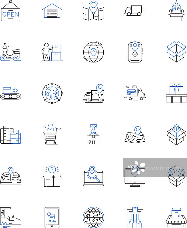 物流运输线性图标合集图片素材