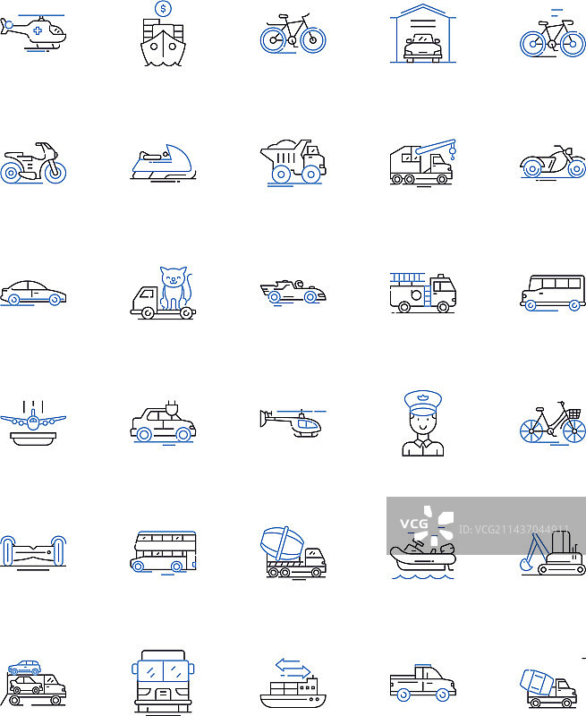 交通工具线条图标合集图片素材