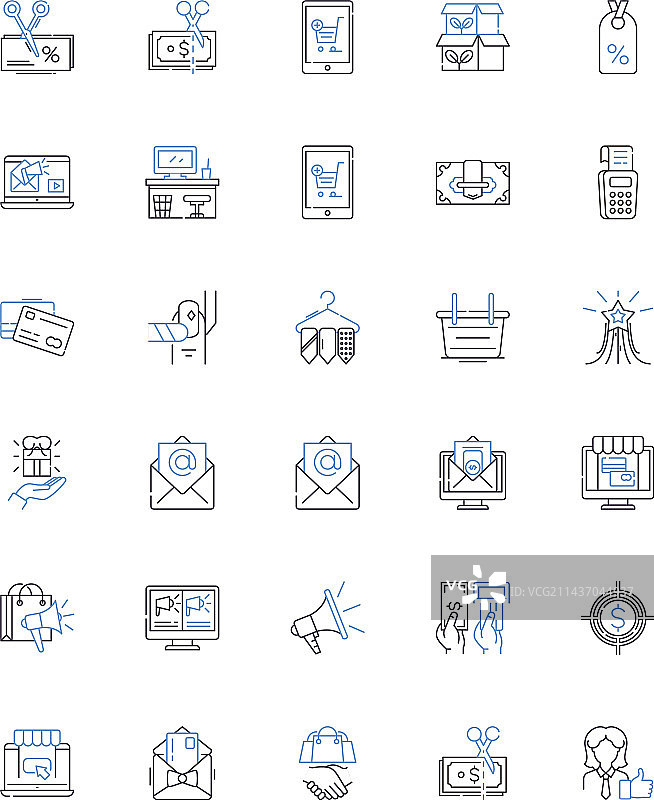 时尚精品店线性图标合集图片素材