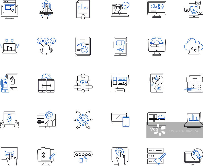 计算技术线性图标合集图片素材