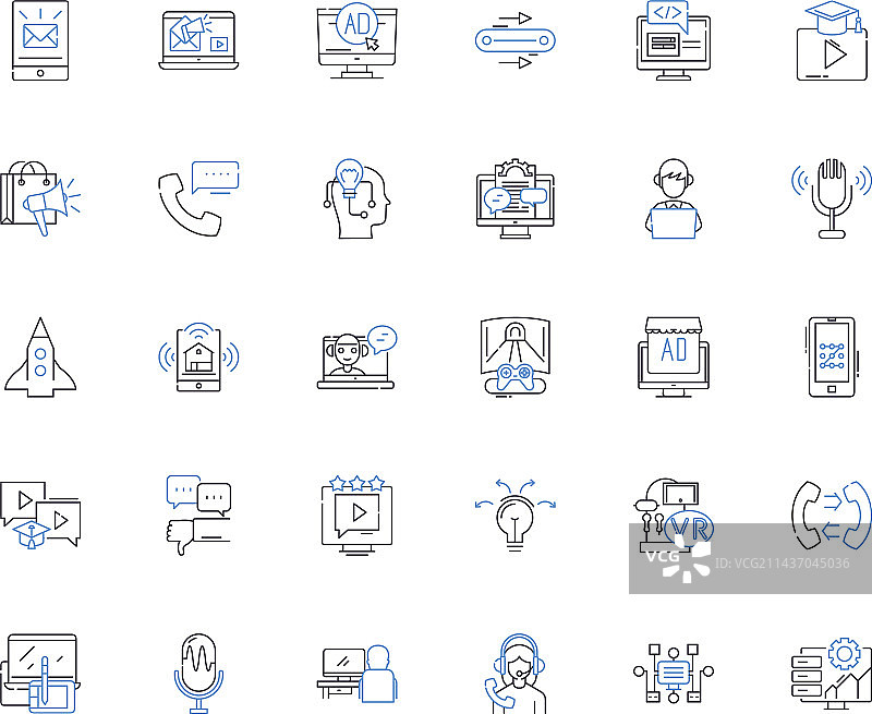 音频设备线性图标合集：放大器图片素材
