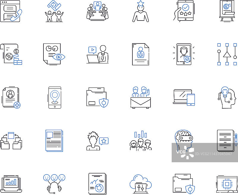 网络新闻业线性图标多媒体合集图片素材