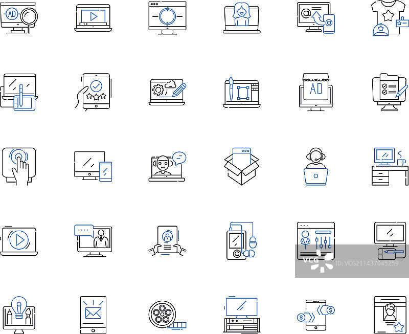 新闻业线性图标合集图片素材