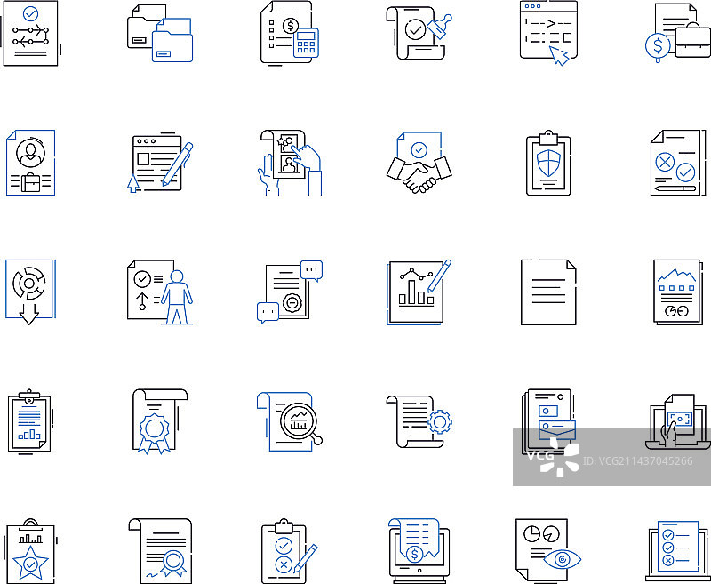 研究写作纸张线性图标合集图片素材