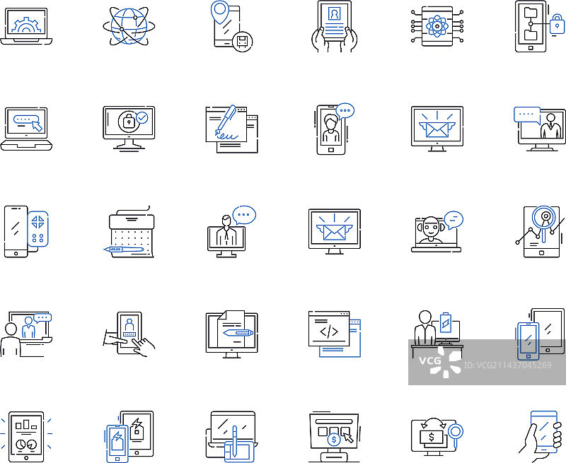 自动化机械线性图标合集图片素材