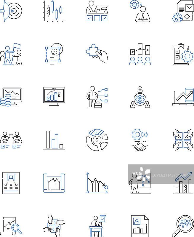 预算控制线条图标集合节俭图片素材