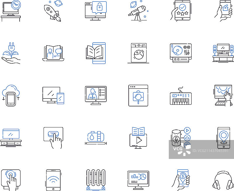乐器线性图标钢琴鼓合集图片素材