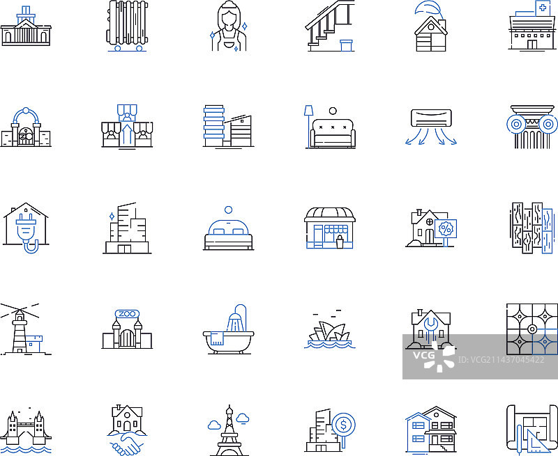 住宅线条图标集图片素材