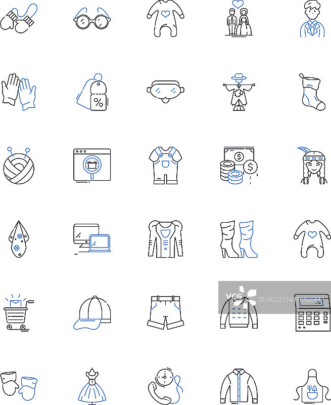 商店线条图标集合零售店图片素材