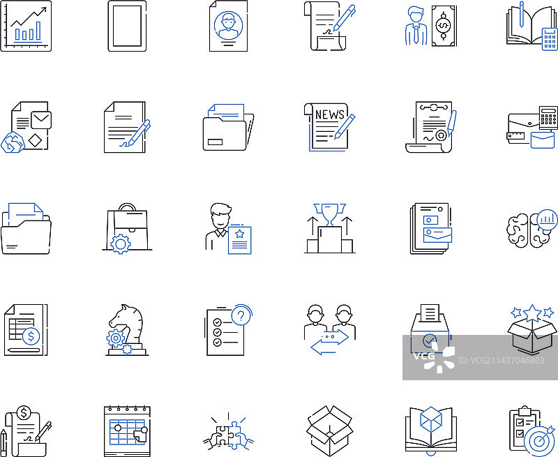 商务信函线性图标合集图片素材