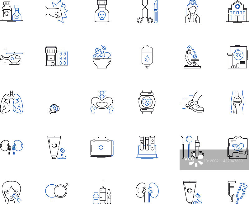 草药自然疗愈线性图标合集图片素材