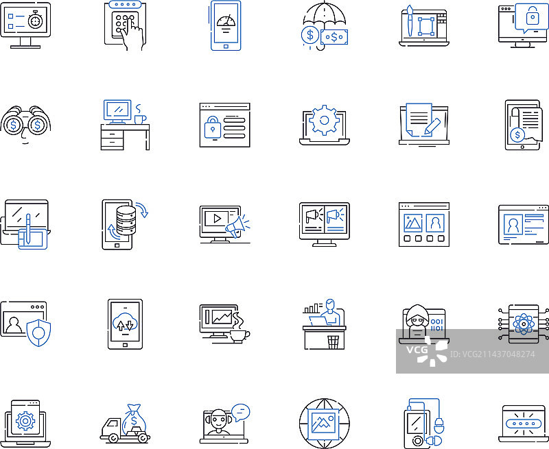 基于网络的商业线性图标合集E图片素材