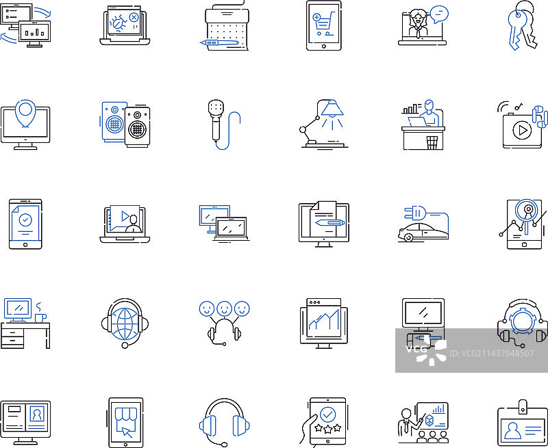 乐器要素线性图标合集图片素材
