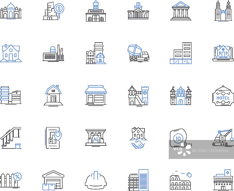 房屋和住所线性图标合集图片素材