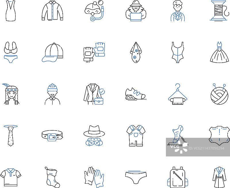 服装线条图标集，衣着服饰图片素材