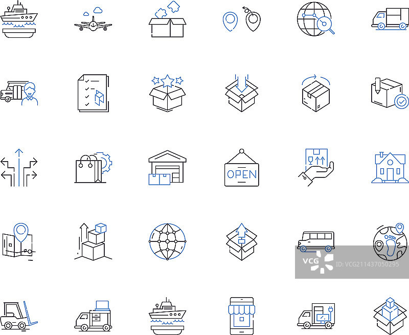 快速交付线性图标集合图片素材