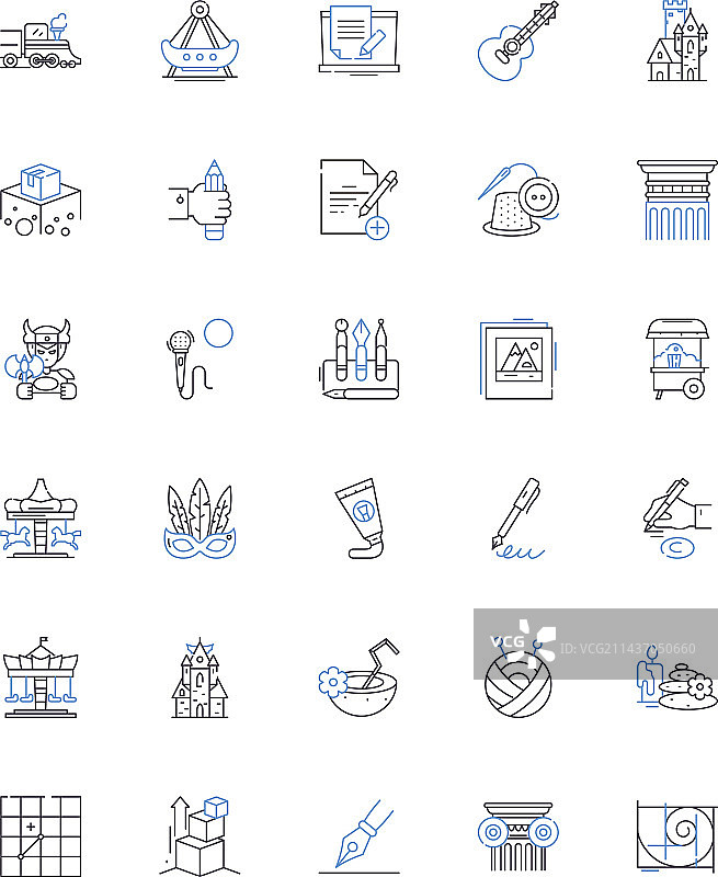 戏剧表演艺术线性图标合集图片素材