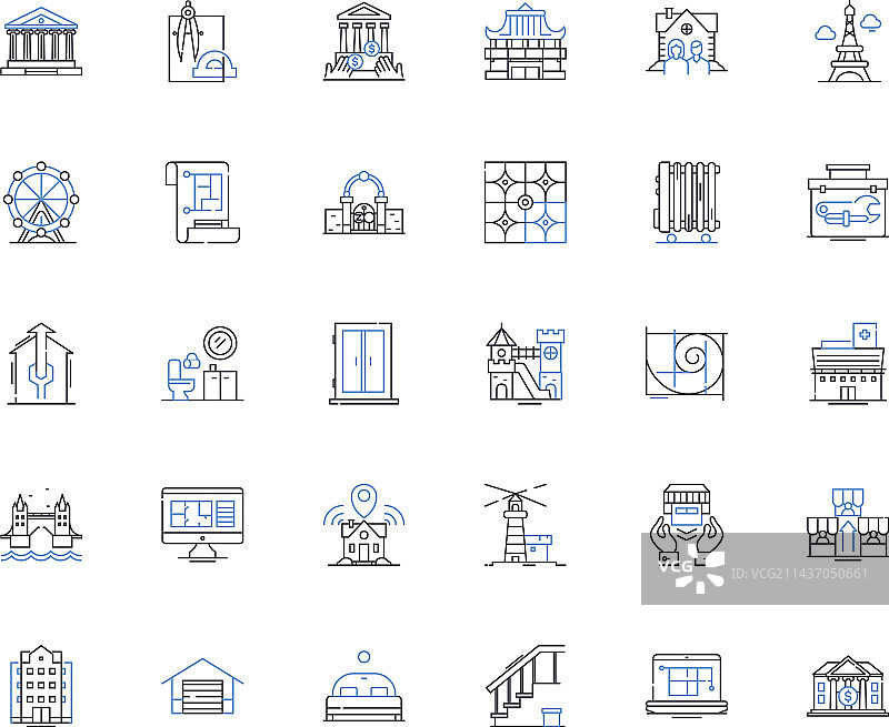 房间出租线条图标合集：住宿图片素材