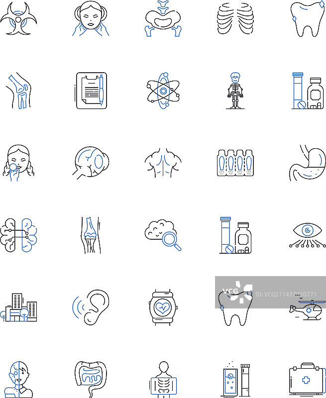 治疗中心线性图标合集恢复图片素材
