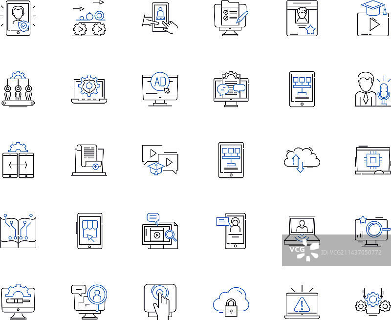 可穿戴智能手表线性图标合集图片素材