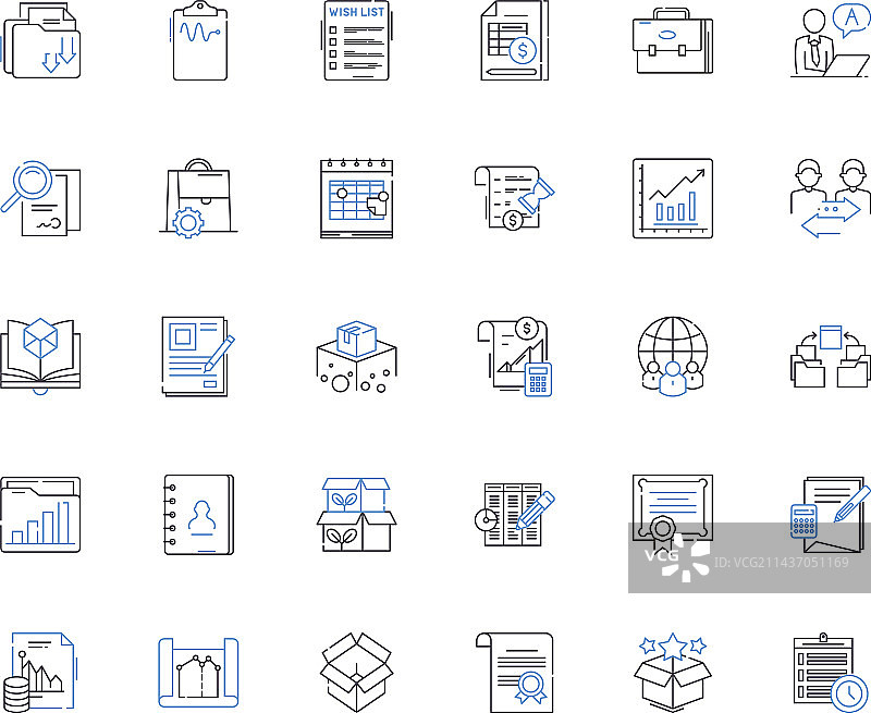 文件管理线性图标集图片素材