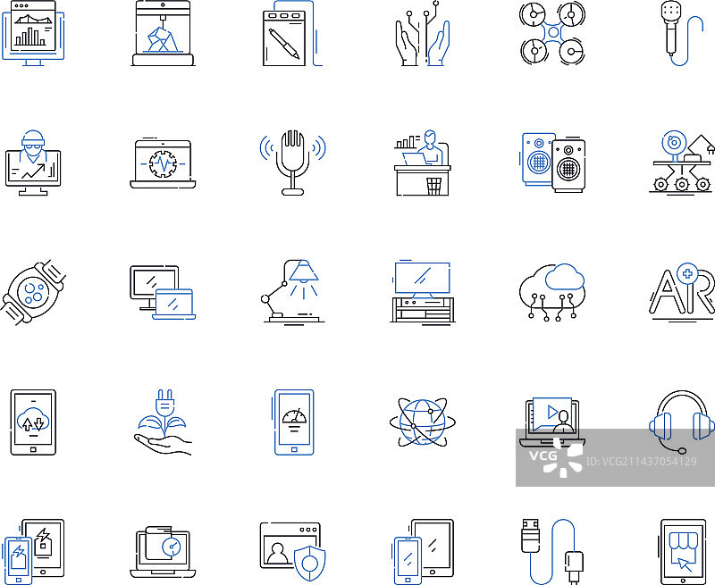 电脑商城线性图标合集图片素材