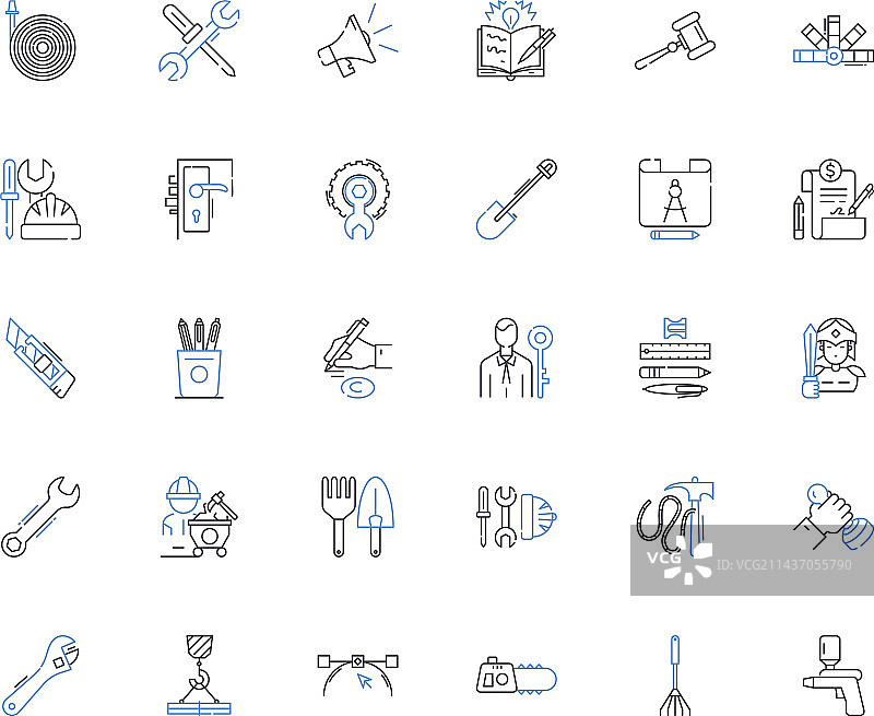 工业自动化线性图标合集图片素材