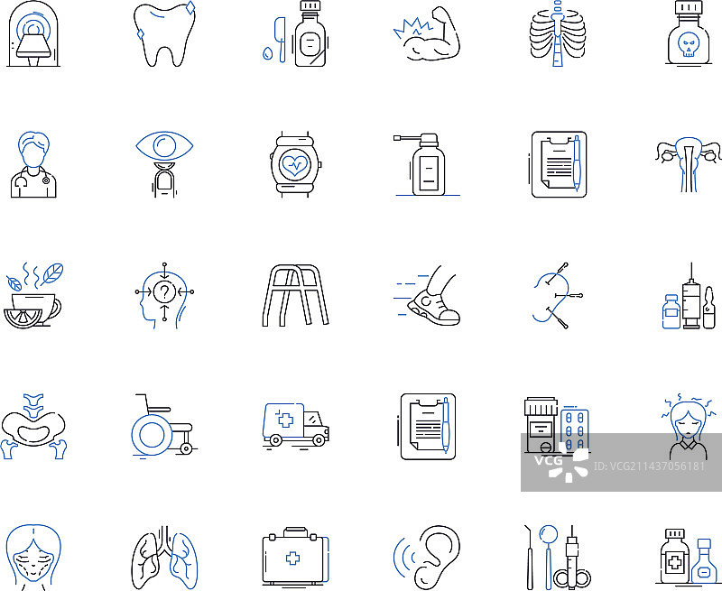 临床护理线性图标合集：诊断图片素材