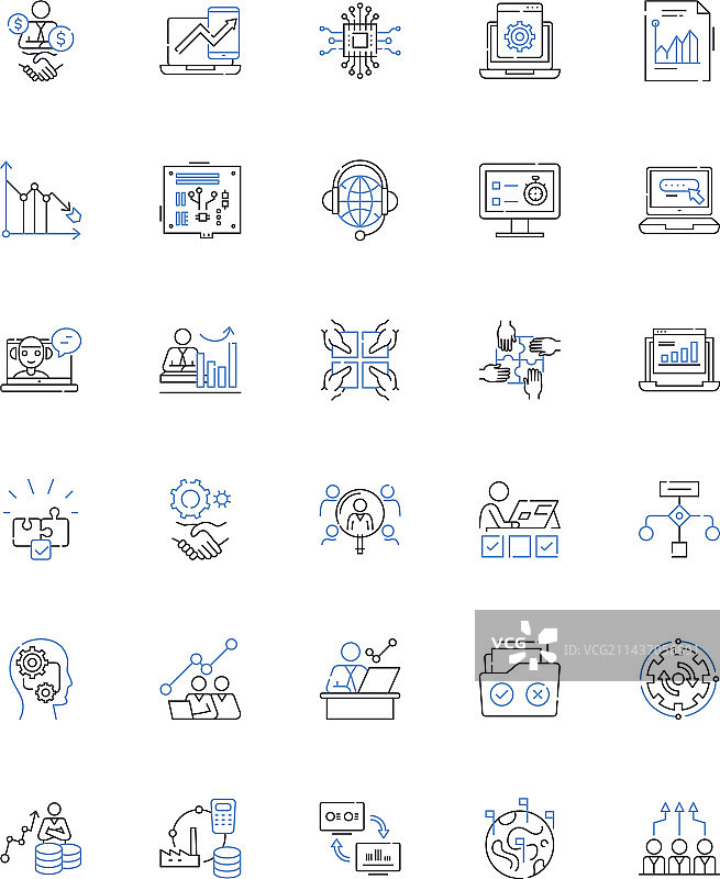 数据分析线性图标合集图片素材