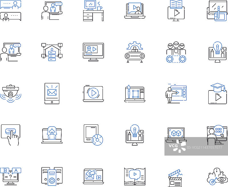 科技系统线性图标合集图片素材