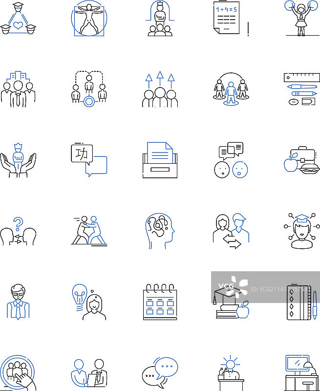 会议和聚会线性图标合集图片素材