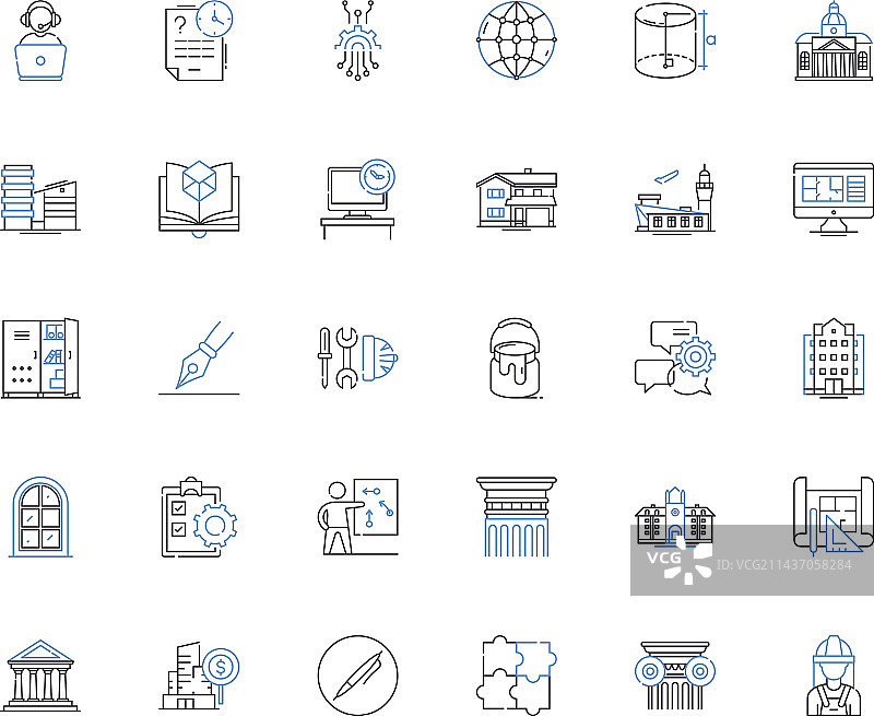 研究设备线性图标扫描仪合集图片素材