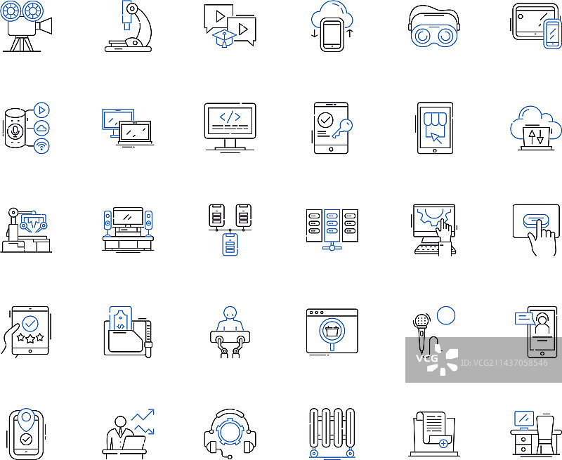 信息技术编码线图标集合图片素材
