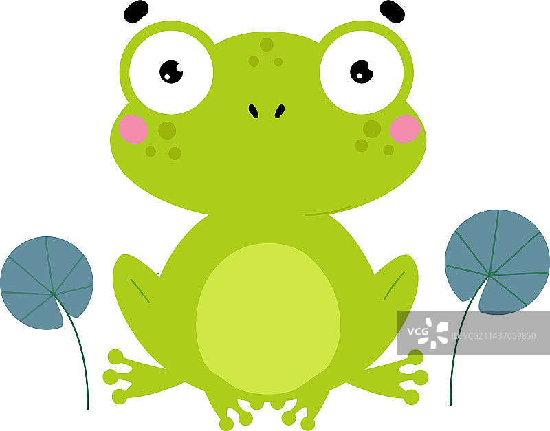 快乐的绿青蛙卡通形象图片素材
