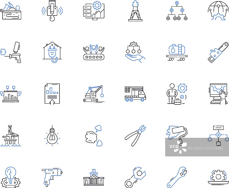 建筑行业线性图标合集图片素材