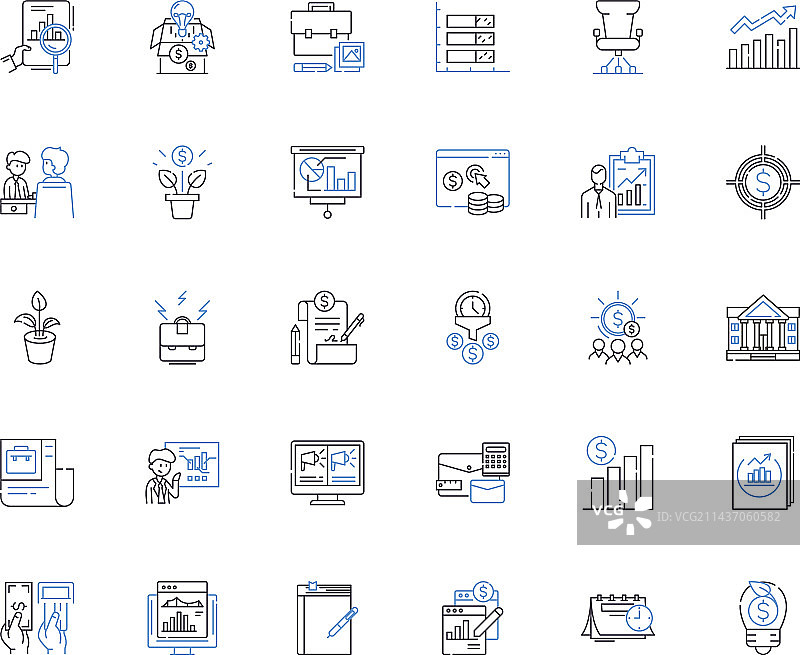 竞争洞察力线性图标合集图片素材