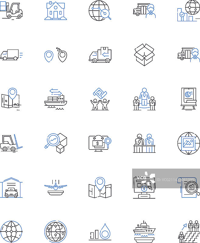 项目管理线性图标合集图片素材