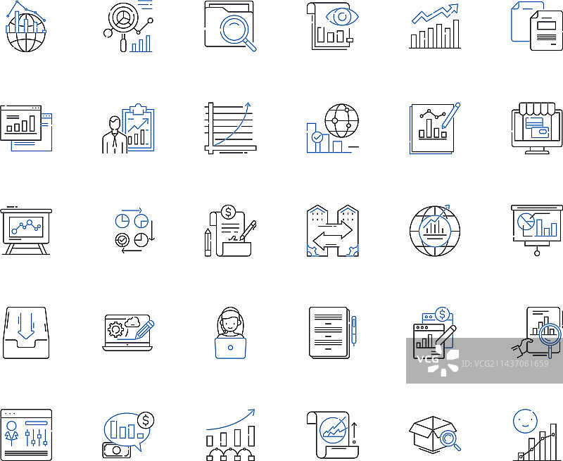 数字存储库线性图标合集图片素材
