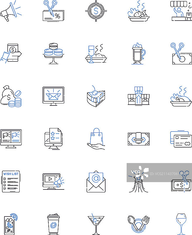 市场购物线条图标合集图片素材