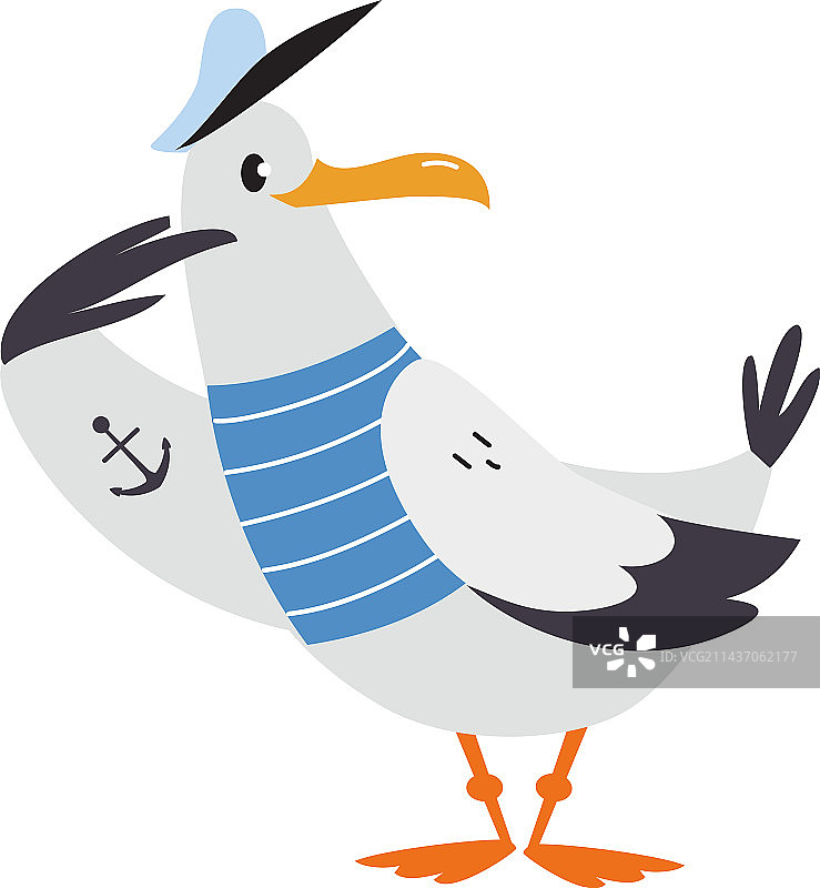 条纹海鸥卡通形象图片素材