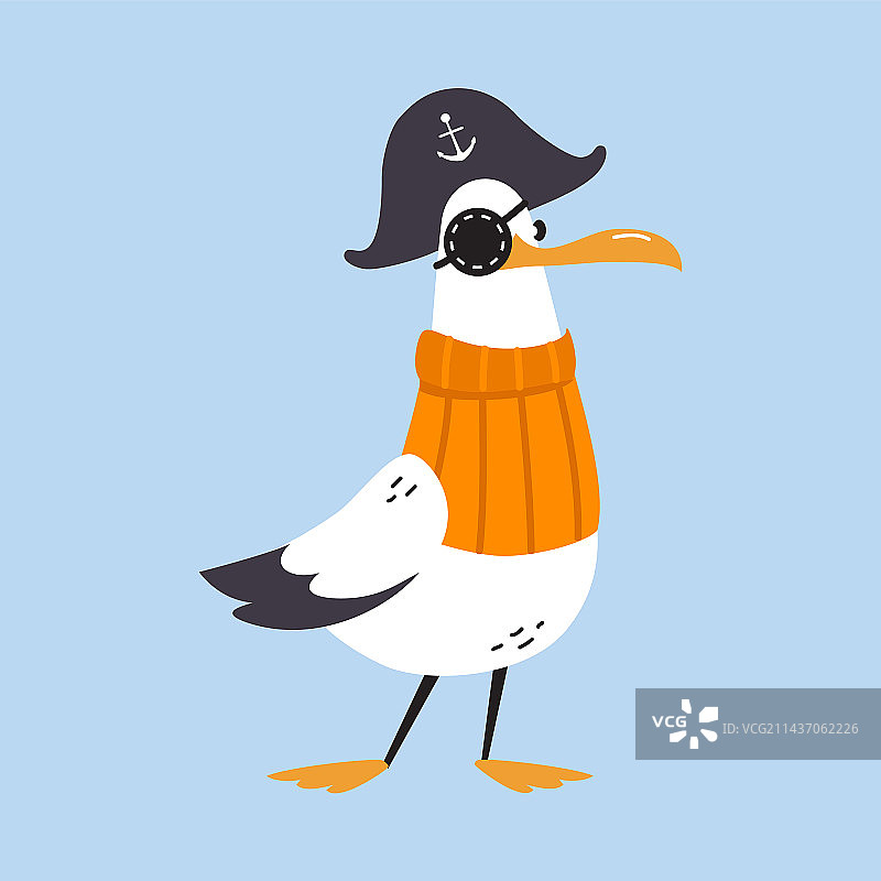 穿着毛衣的带蹼海鸥角色图片素材